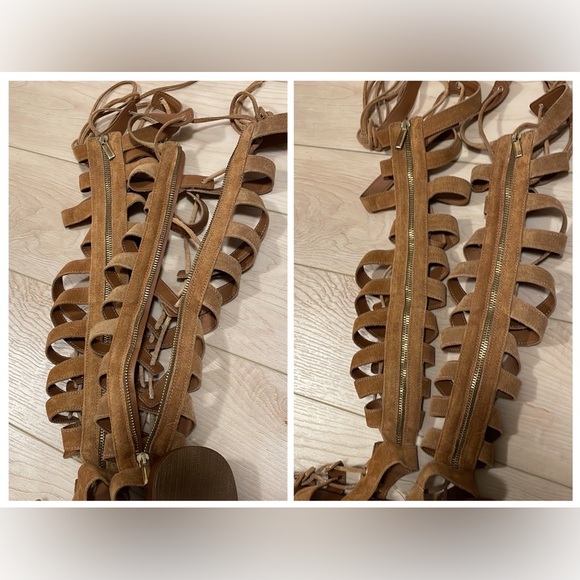 Free People Genuine Suede Sun-Chaser Tall Gladiator Sandals, sz 36 / 5.5 - Picture 11 of 16